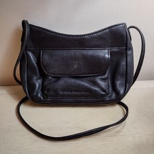 Stone Mountain Sm Black Leather Gold Hardware Embossed Crossbody Bag